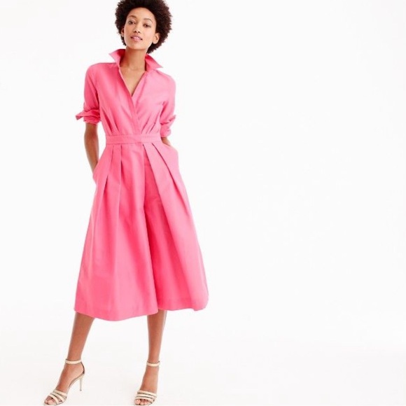 J. Crew Collection Wide leg jumpsuit in bright dahlia size 2 culottes - Picture 1 of 15